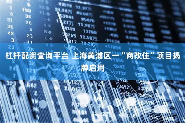杠杆配资查询平台 上海黄浦区一“商改住”项目揭牌启用