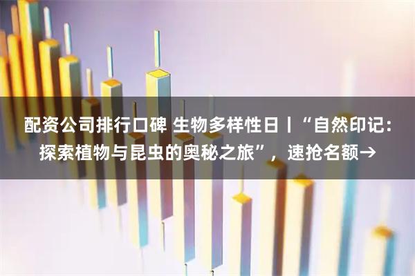 配资公司排行口碑 生物多样性日丨“自然印记：探索植物与昆虫的奥秘之旅”，速抢名额→